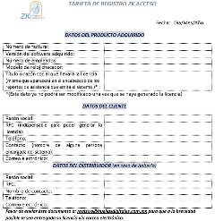  zk tarjeta de registro